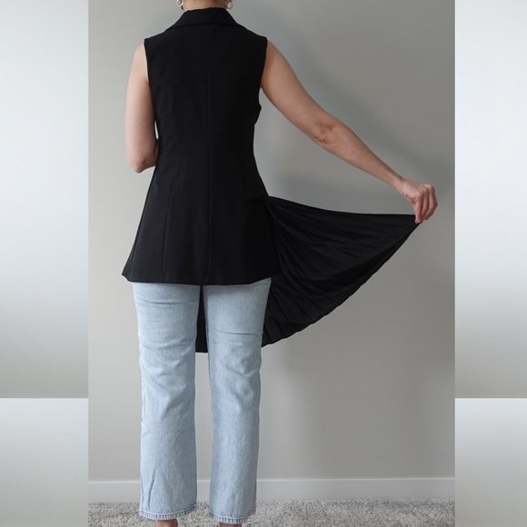 Actuel Black Double Breasted Asymmetrical Vest Size S - Picture 6 of 10